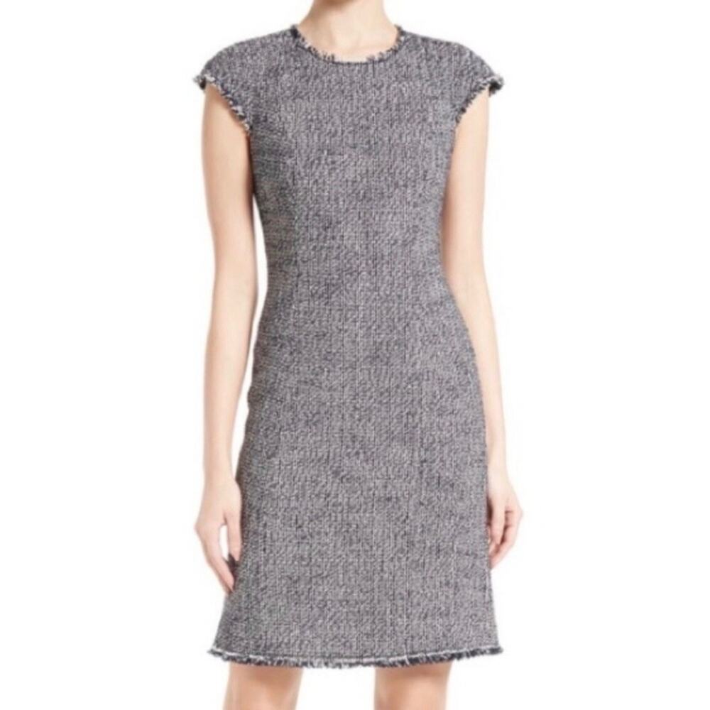 Rebecca Taylor Black and White Textured Midi Dress Sz 6